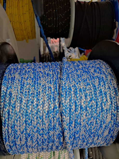 Rope 6mm Single Braid - Blend - Blue and white (per metre)