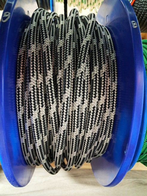Rope 8mm Double Braid - Dyneema - Black with white fleck (per metre)