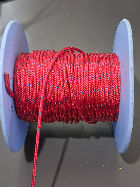 Rope 2mm Double Braid - Polyester - Red with blue fleck (per metre)