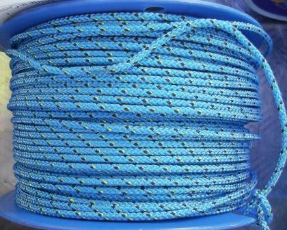 Rope 5mm Double Braid - Vectran - Blue with yellow/black fleck (per metre)