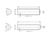Diagram for dimensional reference for long caps, both round and flat ends.