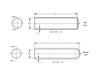Diagram for dimensional reference for long caps, both round and flat ends.