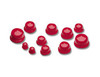 Collection of red, vinyl, plus plugs
