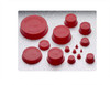 Collection of red, vinyl, tapered plugs