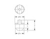Schematic diagram of rubber seal plug with tab for dimensional reference