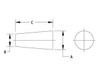 Schematic diagram of tapered, silicone plug for dimensional reference