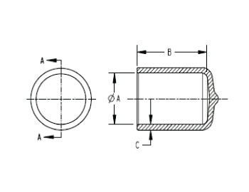 Schematic diagram of short cap for dimensional reference