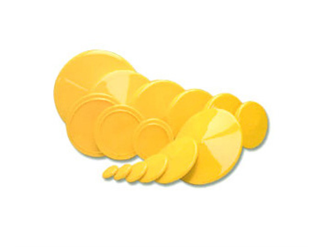 Collection of yellow, vinyl, flange covers