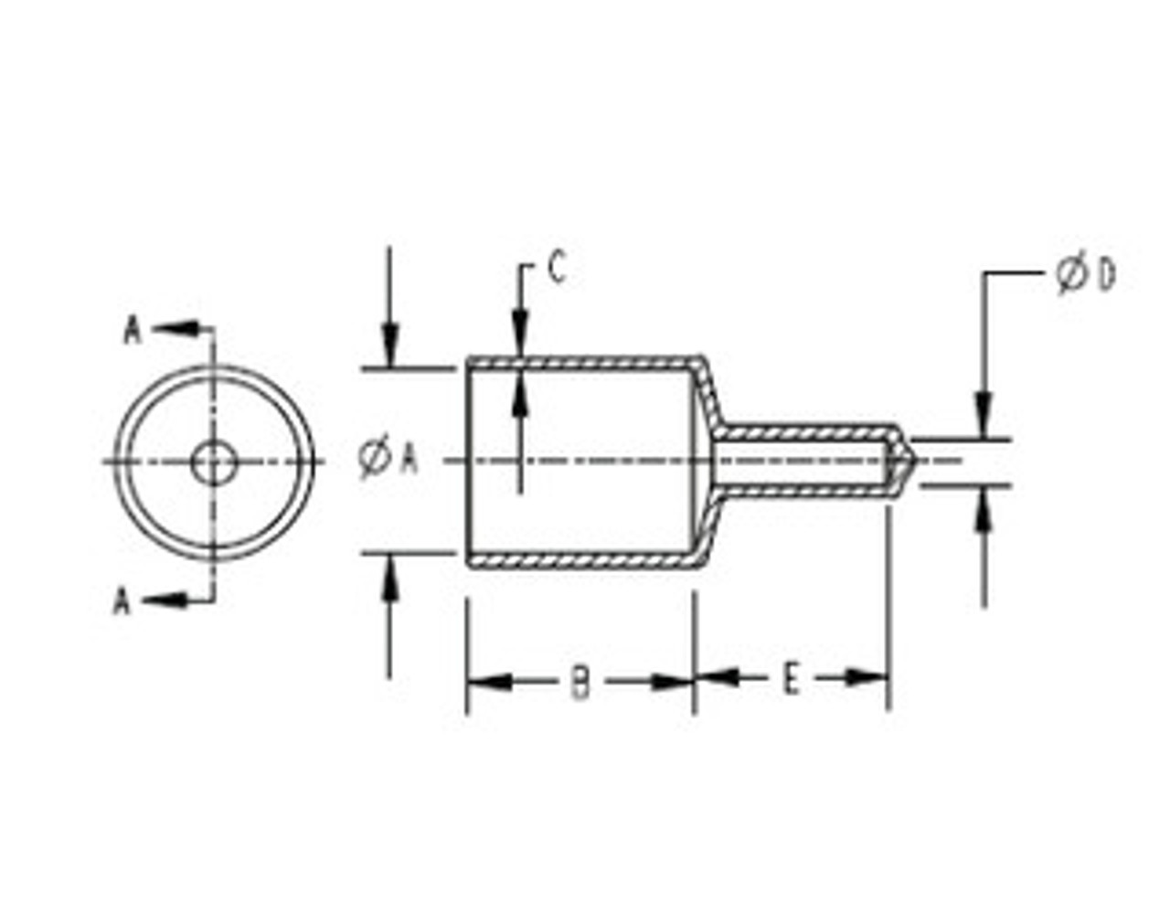 Schematic diagram of EZ tab cap for dimensional reference