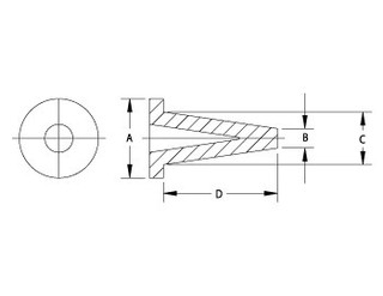 Schematic diagram of flange plug for dimensional reference