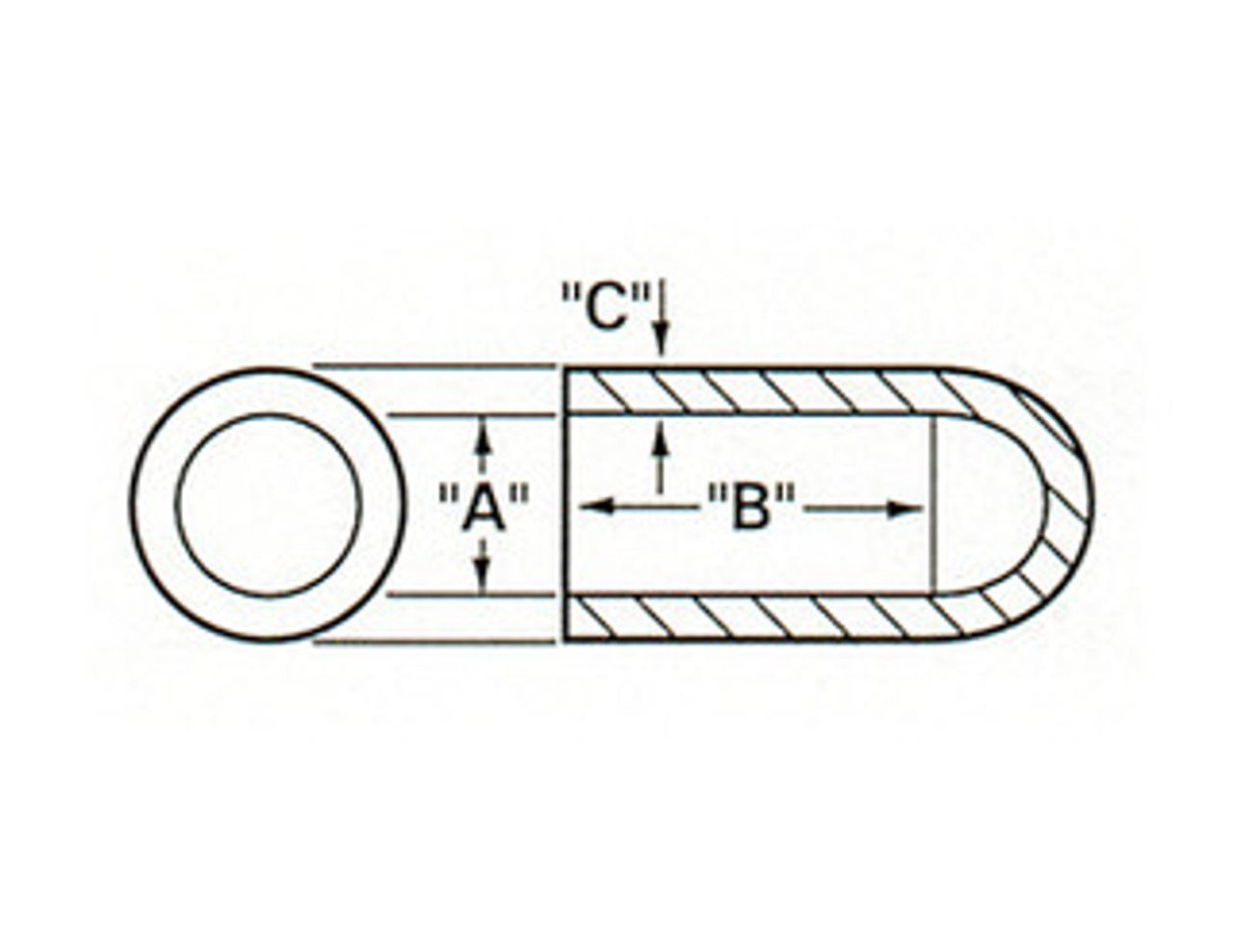 Schematic diagram of EPDM cap for dimensional reference