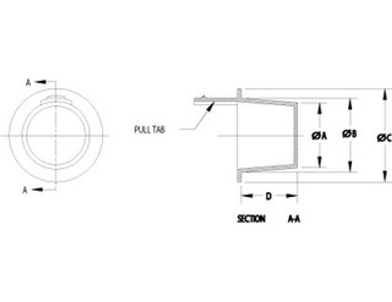 Schematic diagram of side pull plug for dimensional reference