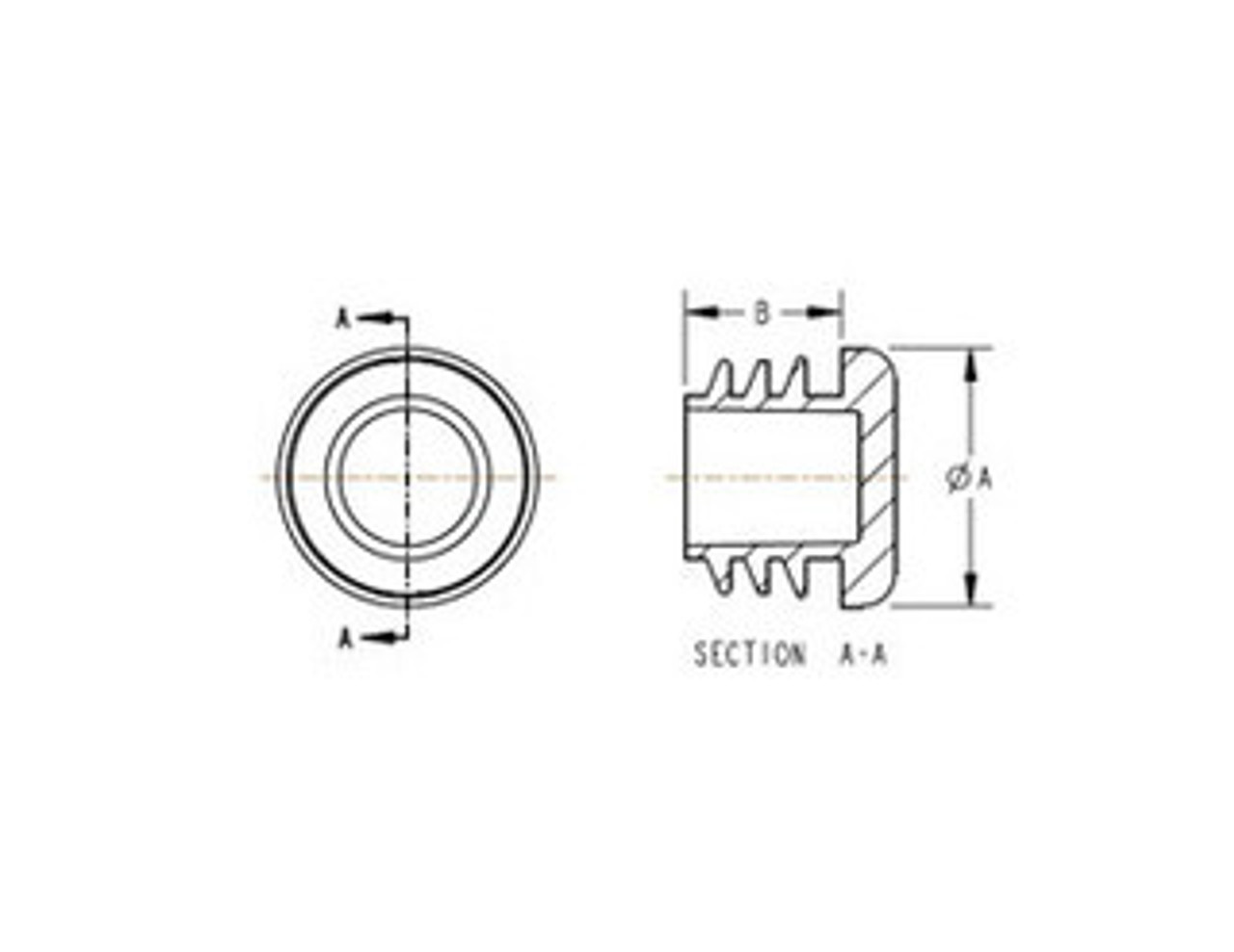 Schematic diagram of round tube insert for dimensional reference