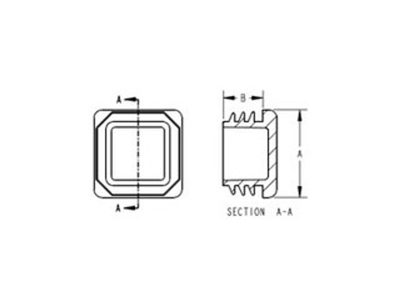 Schematic diagram of square tube insert for dimensional reference