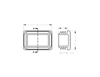 Schematic diagram of rectangle tube insert for dimensional reference