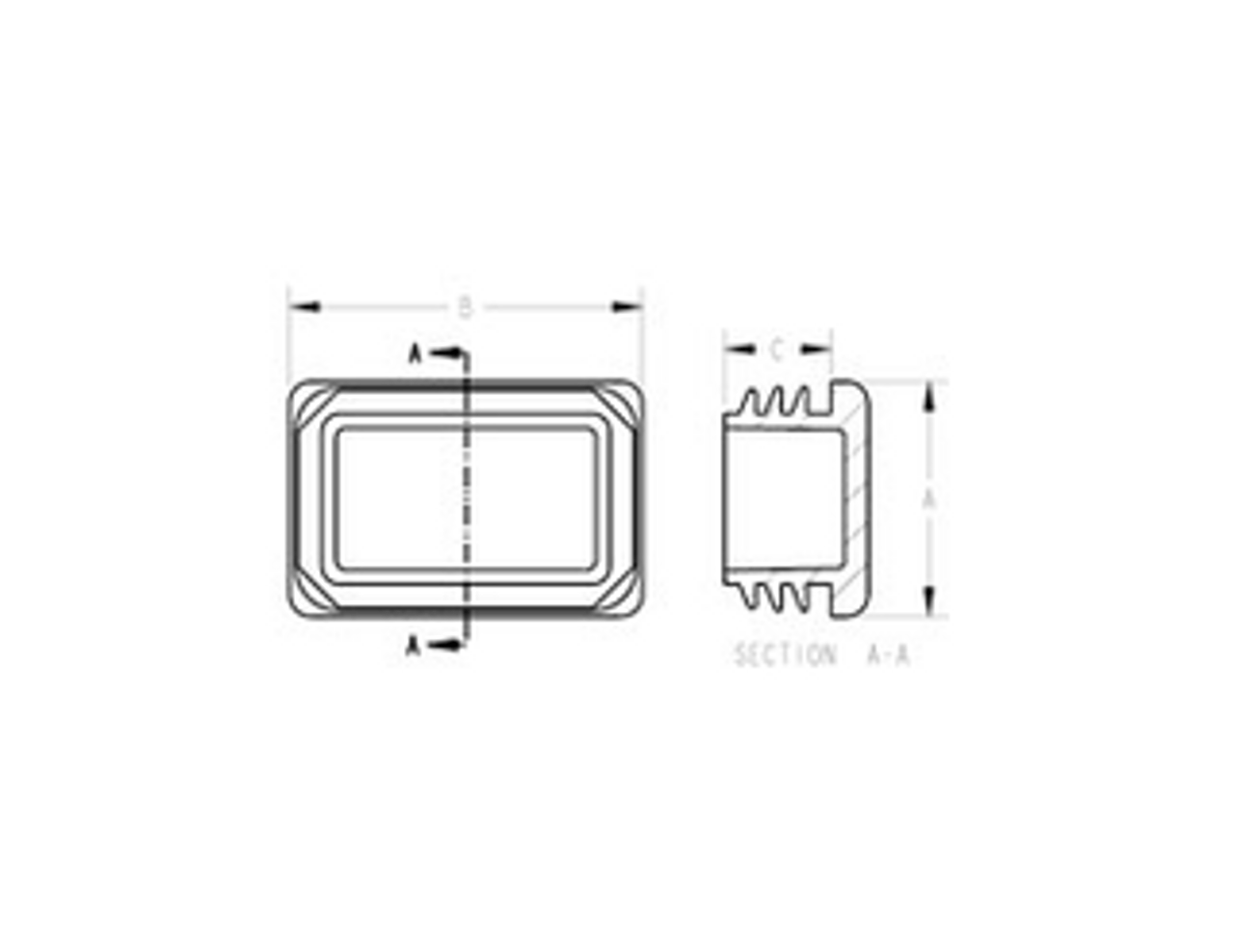 Schematic diagram of rectangle tube insert for dimensional reference
