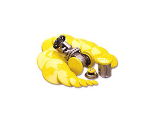 Collection of yellow, ASA flange covers