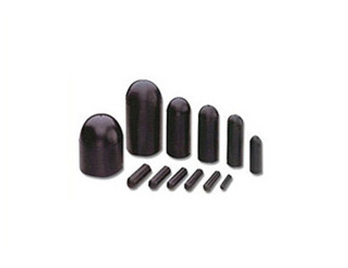 Collection of black, rubber, EPDM caps
