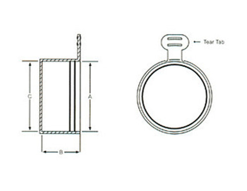 Schematic diagram of tear cap for dimensional reference