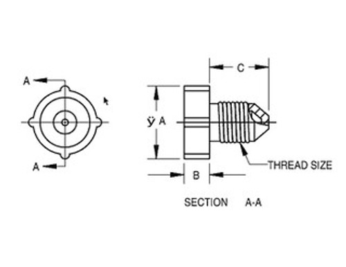 Schematic diagram of threaded plug for dimensional reference