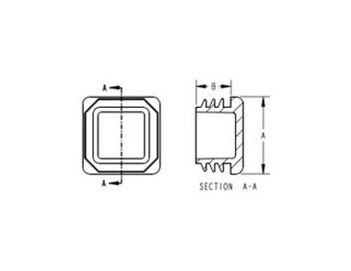 Schematic diagram of square tube insert for dimensional reference