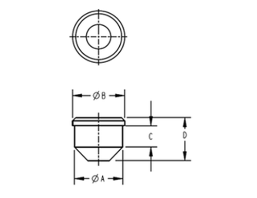 Schematic diagram of rubber seal plug for dimensional reference
