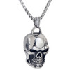 Stainless Steel Punk Fashion Skull Pendant W/ 24in Chain