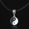 Vintage Stainless Steel Yin Ying Yang Pendant Necklace Black White Necklace Men PU Leather Necklaces Jewelry