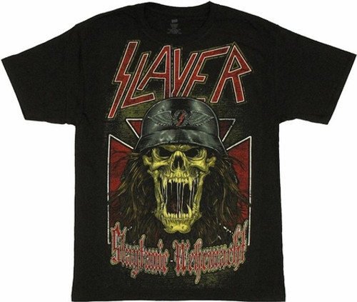 SLAYER Tシャツ Slayer T Shirt Skull Helmet Cross Swords Band Logo Official
