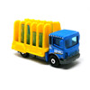Matchbox Glass King transport truck in yellow and blue INC Construction livery.