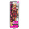 Barbie Fashionistas Doll 113 - Original with Blonde Hair and Red Plaid Dress in packaging.