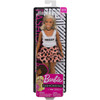 Barbie Fashionistas Doll 111 - Curvy with Blonde Hair and Pink Polka Dot Skirt in packaging.