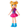 Polly doll's removable outfit includes pink dress, blue boots and signature locket.