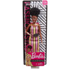 Barbie Fashionistas Doll 135 - Petite with Vitiligo wearing Striped Dress in packaging.