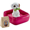 The white puppy included with the living room set is adorable with one brown ear and one spotted eye!