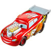 Lightning McQueen 1:55 scale die-cast has iconic designs plus mag wheels, exposed exhaust pipes with flames, and moving engine pistons