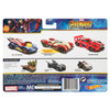 Hot Wheels Marvel Avengers Infinity War DR. STRANGE, IRON MAN & SPIDER-MAN 1:64 Scale Die-Cast Character Car 3-Pack in packaging from the back.