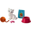 Barbie Mini Story Starter - Kitten Accessory Pack includes kitten, collar, bowl, a bag of cat food, and a ball of wool.
