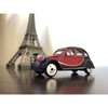 Approximately 1:64 scale, this authentic Citroen 2CV measures around 7 cm (2.75 inches) in length.