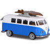 Authentically styled Volkswagen Type 2 T1 Camper Van in a blue & white deco by Majorette.