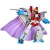6.5-inch Coronation Starscream figure features vivid, movie-inspired deco, is highly articulated for posability and comes with 2 null rays, 2 shoulder armour pieces, crown, cape, and throne accessories.
