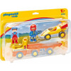 Playmobil 1.2.3 6761 Racing Car with Transporter Truck in packaging.