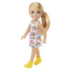 This 5.25-inch (13.5 cm) doll is super-cute in a white dress with an adorable print themed to hearts and rainbows.