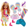 The Barbie Dreamtopia Fairytale Dress-up Doll set comes with Chelsea doll and three fairytale outfits for all kinds of fantasy fun -- a princess, a mermaid, and a fairy!