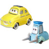 Luigi and Guido as seen in Disney Pixar Cars. Each 1:55 scale die-cast vehicle measures around 4.5 cm (1.75 inch) long.