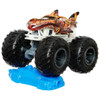 Tiger Shark truck comes with a connect and crash car for immediate smashing action.