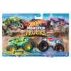 Hot Wheels Monster Trucks Demolition Doubles GUNKSTER vs. RACE ACE 1:64 Scale Vehicle 2-Pack in packaging.