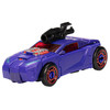 Transformers action figure converts from robot to sports car mode in 18 steps.