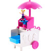 All this summertime fun makes Polly™ doll hungry for an ice cream treat! Polly™ doll rolls out her ice cream cart that turns into a micro swimming pool and diving board!