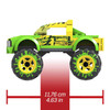 Features authentic monster truck details such as slimy green and yellow paint job.